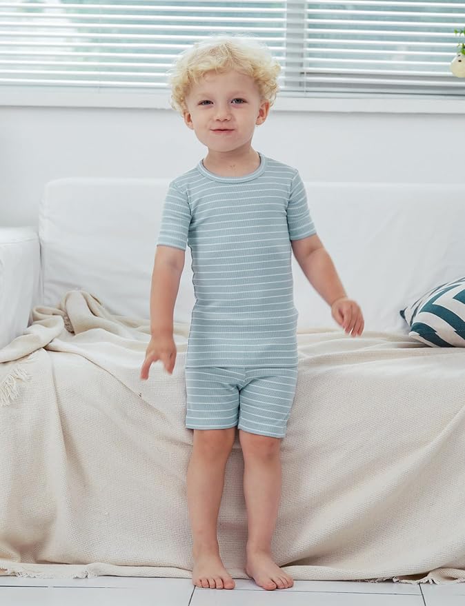 AVAUMA Stripe Pattern Baby Boys Girls Pajama Set Kids Toddler Snug fit Ribbed - Image 5