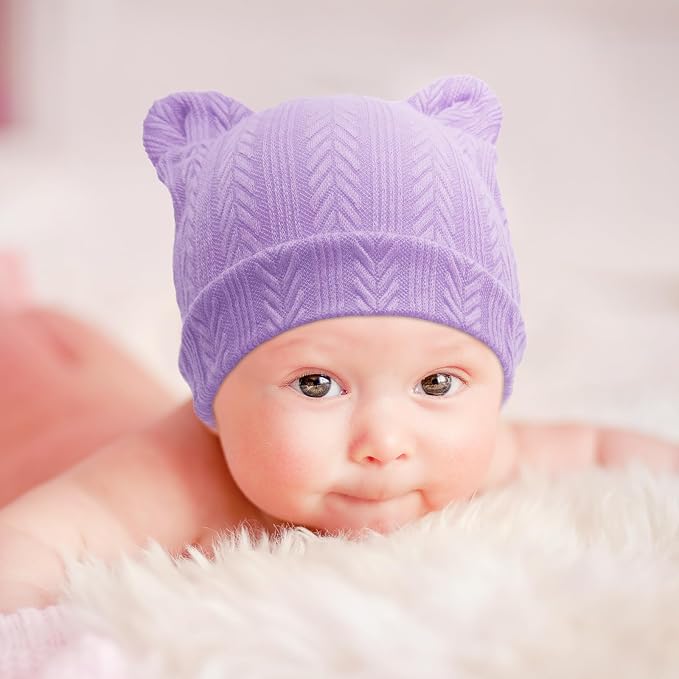 Newborn Baby Hat and Mittens Set Bear Ears Toddler Infant Beanie Caps Newborn - Image 4