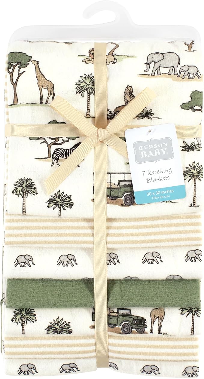 Little Treasure Hudson Baby Cotton Poly Flannel Receiving Blankets Multipack - Image 2