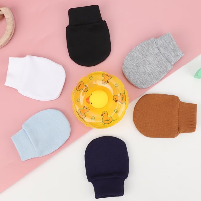 AQOKKA Newborn Baby Mittens No Scratch Cotton Elastic Wrist Gloves Infant - Image 6