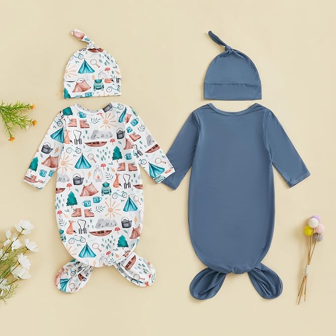 2-Pack Baby Sleeper knotted Gown Boy Girl Nightgown - Image 3
