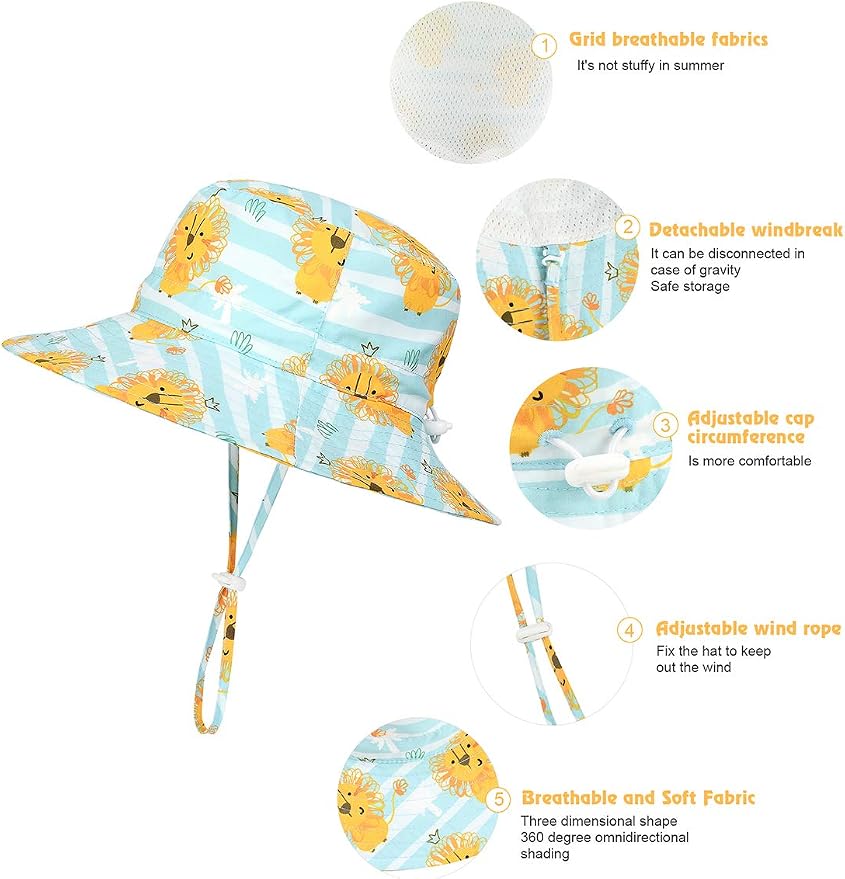 Komorebi Toddler Sun Hat UPF 50+ Kids Beach Bucket Hats Boys Girls 0-8Y | Cute - Image 4