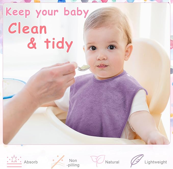 Hercicy Full Coverage Pullover Toddler Baby Bibs | Terry Cloth Bibs - Image 5