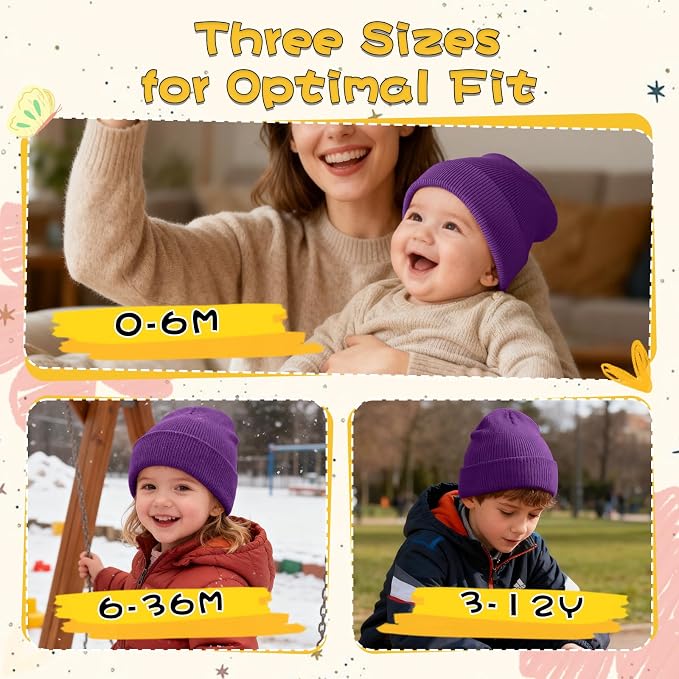 ZOORON Toddler Beanie Baby Kids Beanies Warm Winter Hat Knit Skull Cap - Image 2