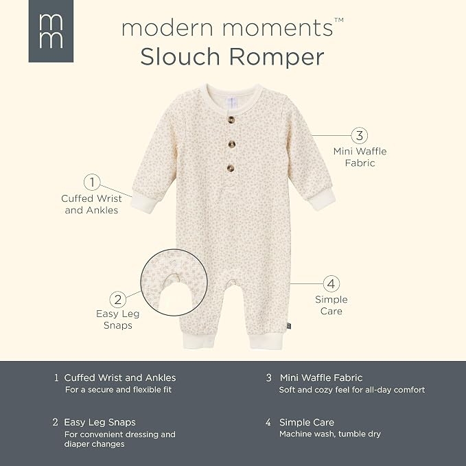 Modern Moments by Gerber Baby Henley Waffle Knit Romper - Image 6