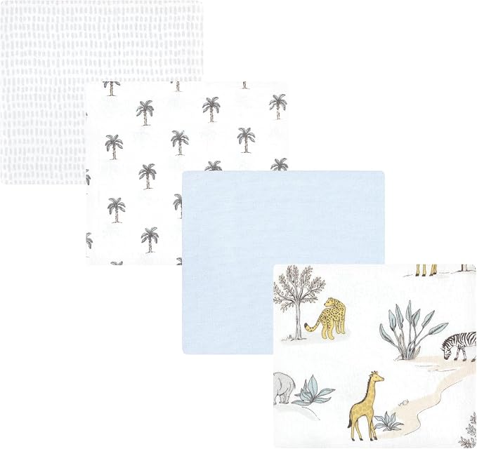 Hudson Baby Unisex Baby Cotton Poly Flannel Receiving Blankets, Boy Safari World by HudsonBaby