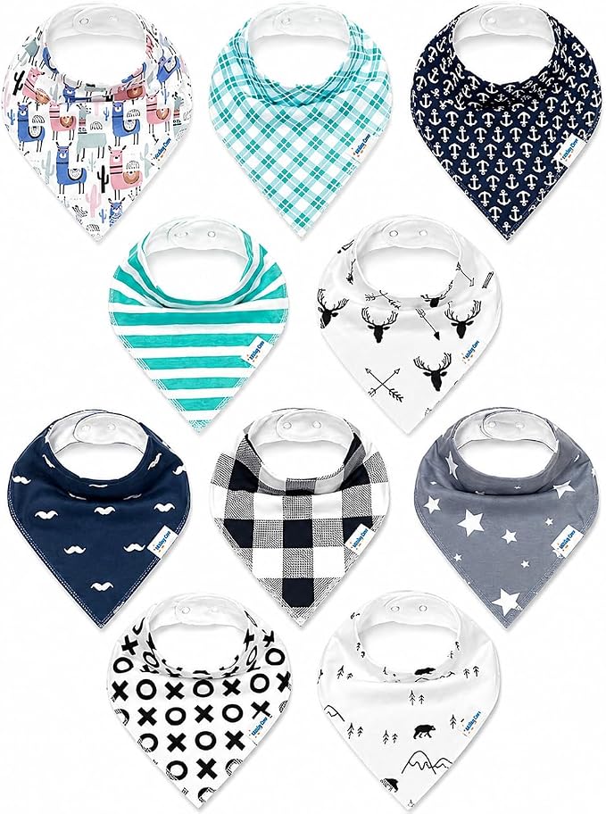 Baby Bibs | Multi-Pack Organic Cotton Bandana Drool Bibs, Soft Absorbent by KiddyStar%C2%AE