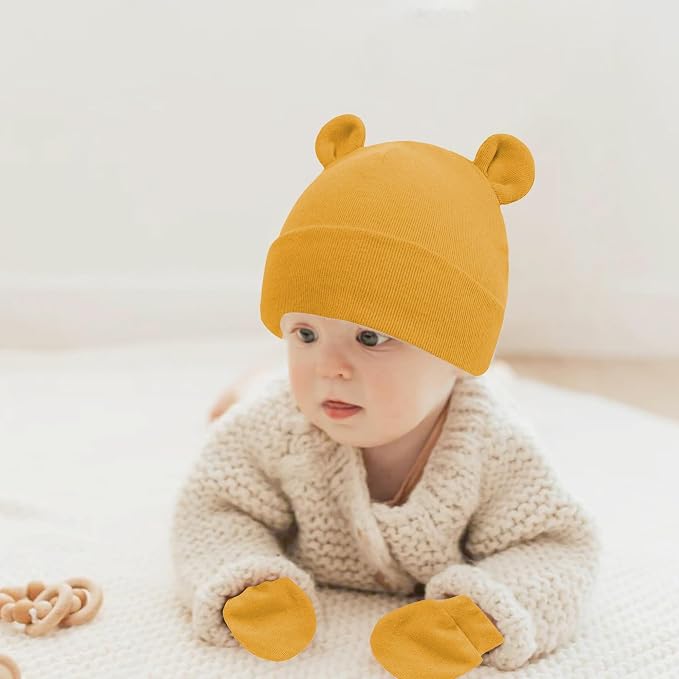UTTPLL Newborn Hats Mittens Set Toddler Girls Boys Cotton Nursery Hospital - Image 5
