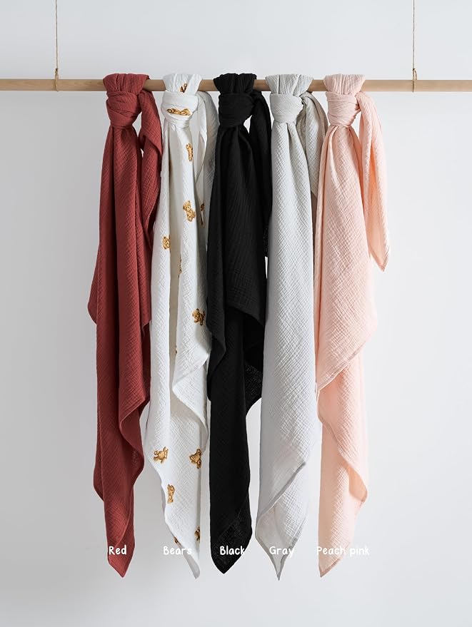 Meracorallo Muslin Swaddle Blanket, 100% Cotton, Peach Pink | Soft Breathable - Image 6
