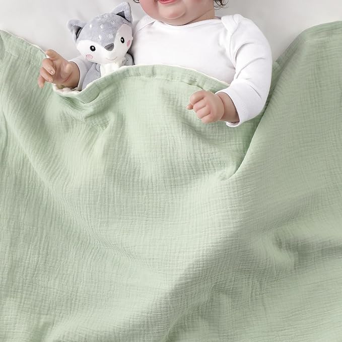 CREVENT 30''X40'' Organic Muslin Cotton Baby Blanket - Image 3