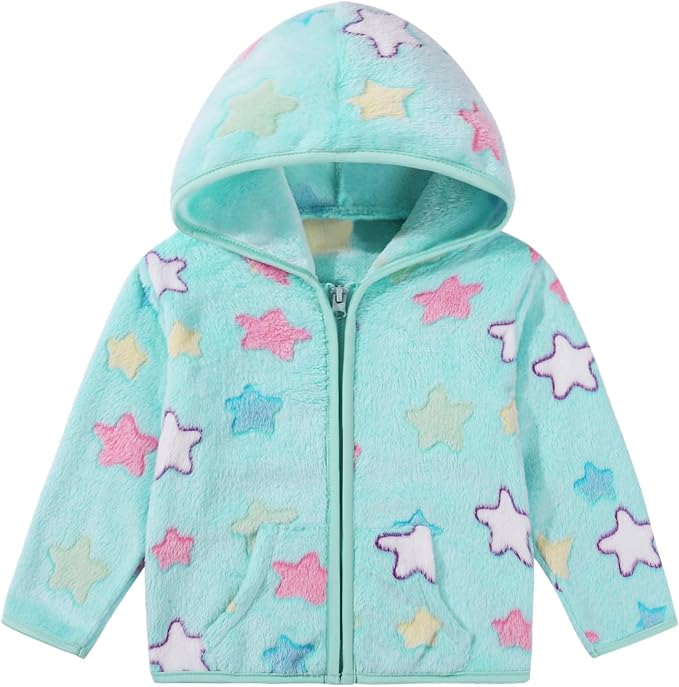 Toddler Baby Girl Fleece Jackets Fall Clothes Hooded Zip Fuzzy Coats by Adarl