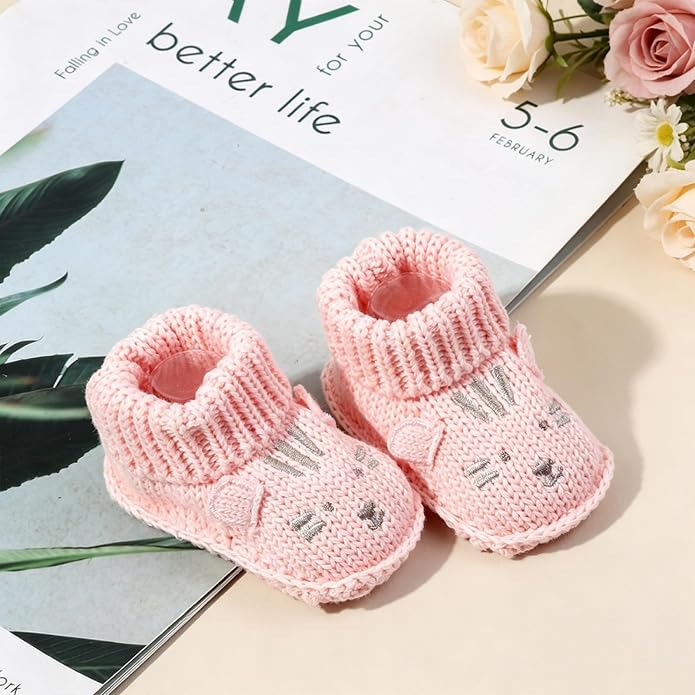 Newborn Baby Boy Girl Knit Booties Soft Sole Non-Slip First Walking Shoes | - Image 6