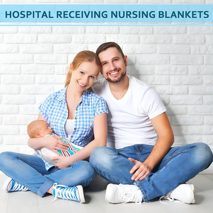 16 Pcs Receiving Blanket, 30 x 40 Inch Hospital Blankets 100% Cotton Flannel - Image 2