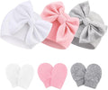 Newborn Baby Hats and Mittens Set Infant Bow Beanie Cap Toddler Gloves Newborn by AQOKKA