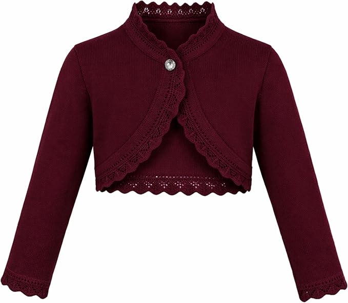Lilax Little Girls' Knit Long Sleeve Button Closure Bolero Cardigan Shrug by Lilax