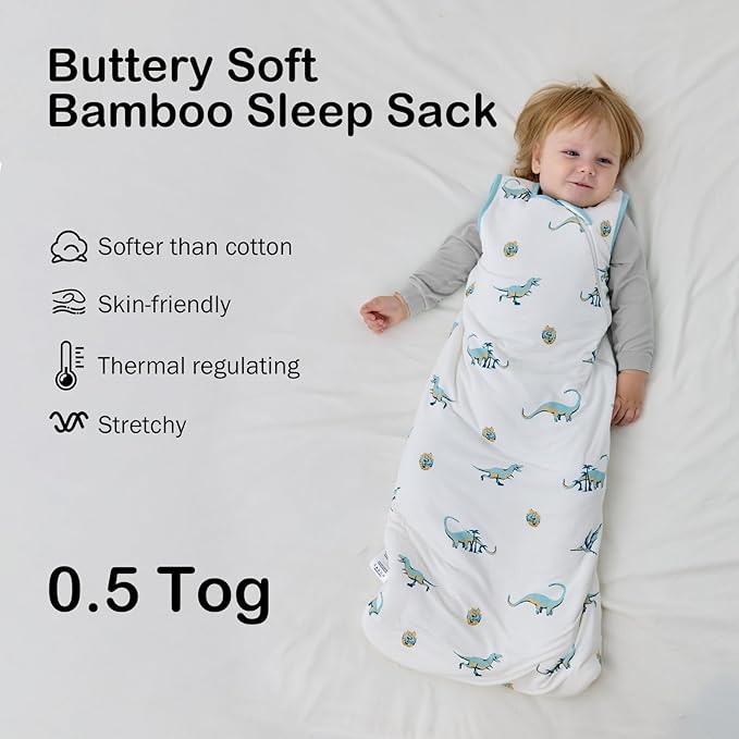 BubblePanda Rayon Made from Bamboo Sleep Sack 12-18 Months 0.5 Tog Soft Lightweight Toddler Sleep Sack 1t for Babies 2-Way Zipper Wearable Blanket Baby 12 Months