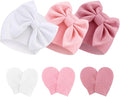 Newborn Baby Hats and Mittens Set Infant Bow Beanie Cap Toddler Gloves Newborn by AQOKKA