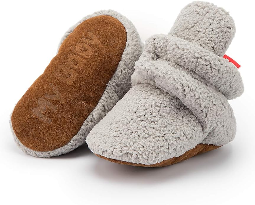 Babelvit Newborn Baby Boy Girl Soft Fleece Booties Stay On Infant Slippers by Babelvit