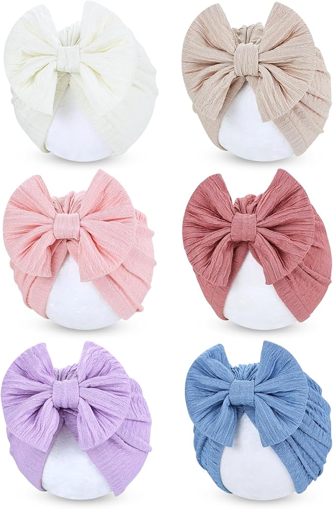Cinaci 6 Pack Nursery Hospital Caps Bonnets Beanies Headwraps Turban Hats by Cinaci