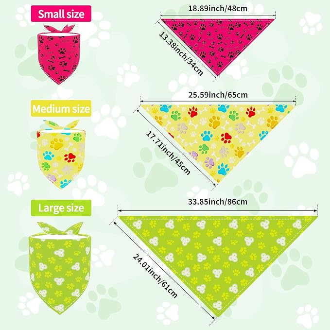 7 PCS Paw Print Dog Bandanas for Small Dog Stitching Edge Dogs Bandana for - Image 2