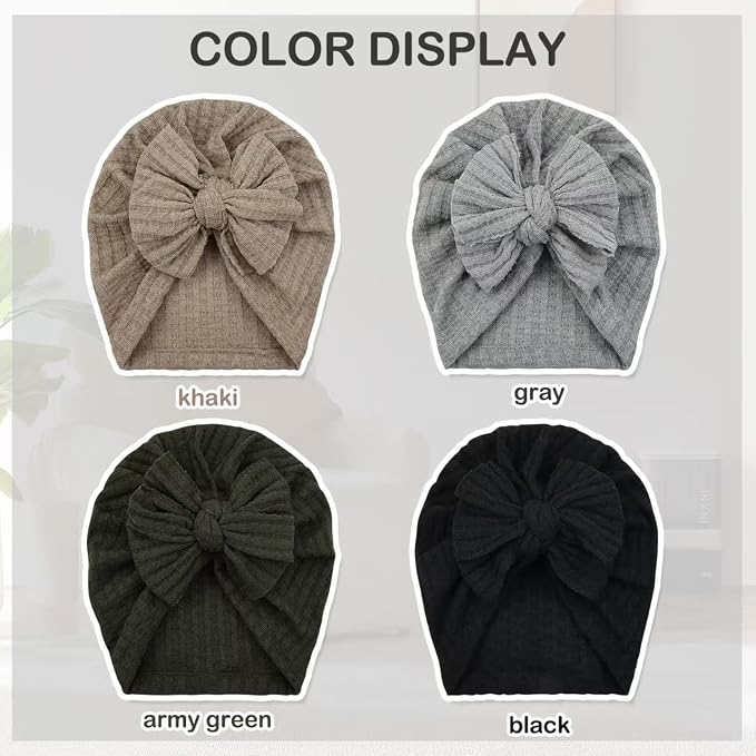 Cinaci 4 Pieces Baby Girls Turban Hats - Image 4