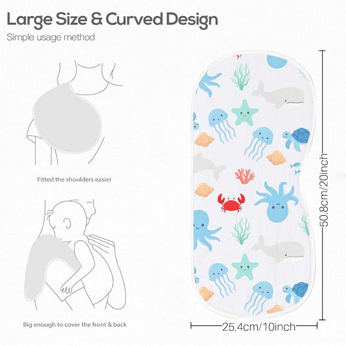6 Pack Blue Burp Cloths Baby Boys Girls - Image 7