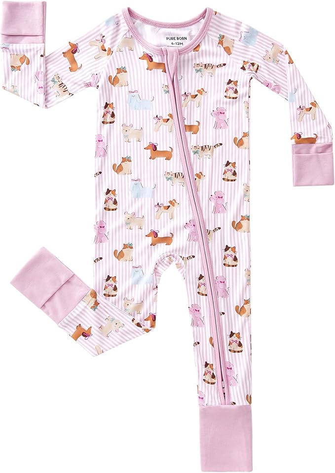 pureborn Baby Sleeper Viscose from Bamboo Zipper Footies Pjs 0-24 Months | by pureborn