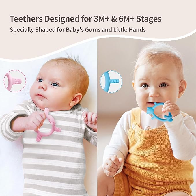 Pigeon Silicone Baby Teether – Multi-Textured Teething Relief Toys, Lightweight & Easy to Grasp, 6+ Months (Blue Cat, 1 Count)