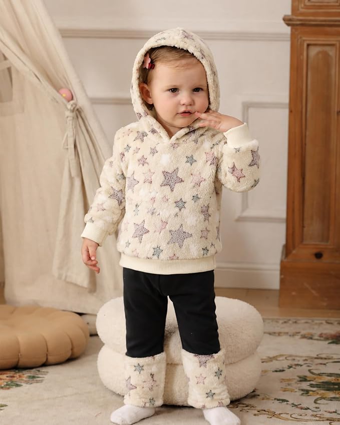 Jecson Toddler Girl Clothes Baby Girl Fleece Hoodie Outfits Thick Thermal - Image 2