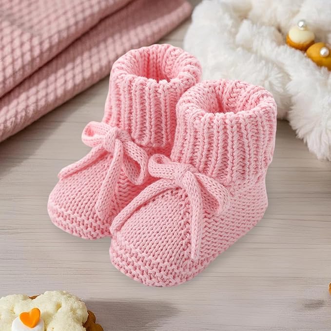 SOLILOQUY Baby Boy Girl Cozy Knit Booties Stay-On Bow Tie Newborn First Shoes - Image 3