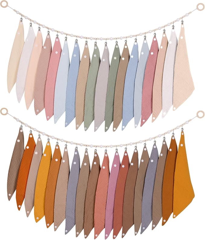 POVETIRE 2PCS Baby Pacifier Clip Holder Baby Bibs Organizer, Baby Bibs Bandana by POVETIRE