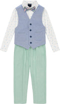 Nautica Boys' 4-Piece Formal Suit Set with Vest, Pants, Collared Dress Shirt, and Tie