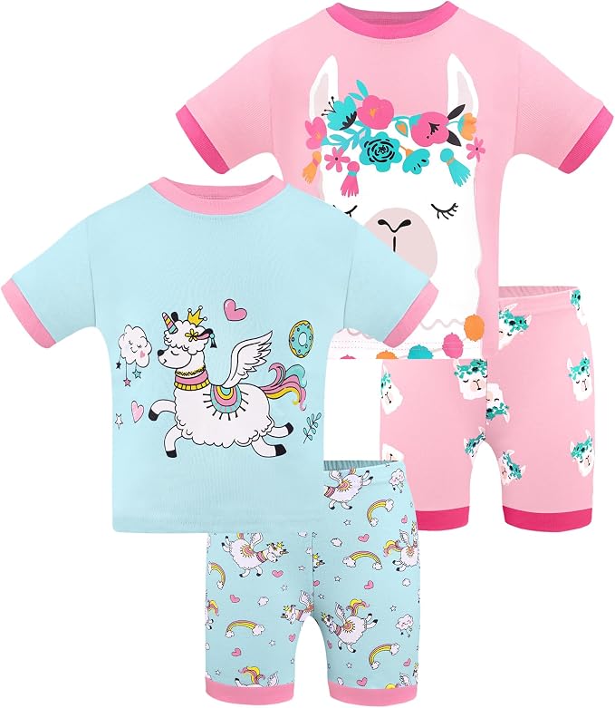 DAUGHTER QUEEN Girls Summer Pajamas Set 4 Pieces 100% Cotton Sleepwear Size 18 by DAUGHTERQUEEN
