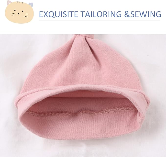 JANGANNSA Newborn Baby Hat Infant Baby Boys Beanie Top Knot Stretchy Hats for Girls 100% Organic Cotton