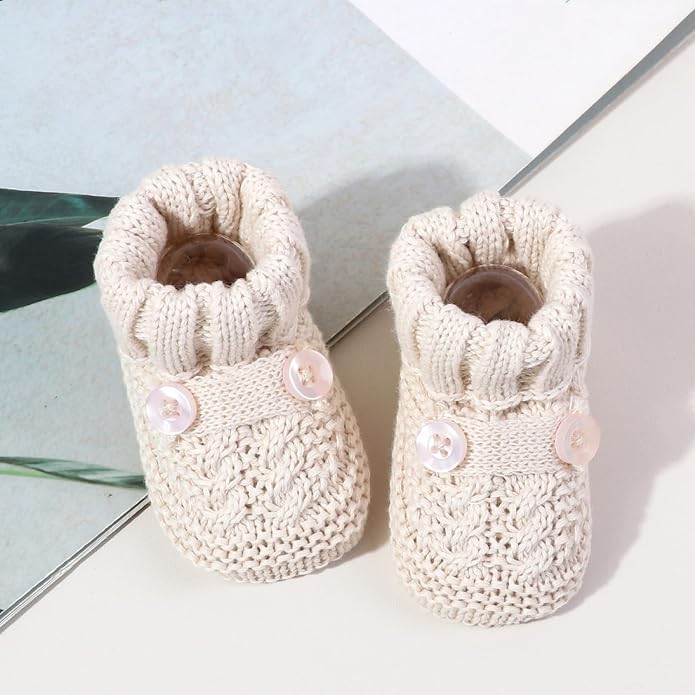 Newborn Baby Boy Girl Knit Booties Soft Sole Non-Slip First Walking Shoes | - Image 5