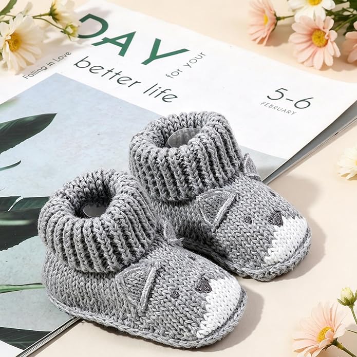 Infant Baby Boys Girls Knitted Booties Soft Cute First Walking Socks Shoes | - Image 3