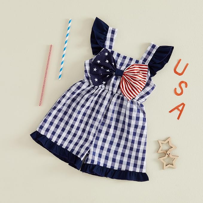 Little Girl Romper Toddler Overalls Summer Bow Jumpsuit Boho Outfit 6M-5T - Image 7