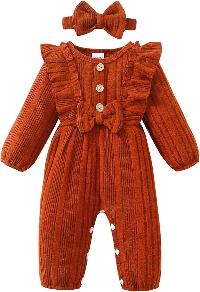 Mioglrie Newborn Baby Girl Clothes 1 Piece Infant Fall Winter Romper Outfit | by Mioglrie