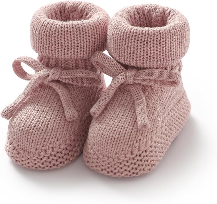 Hadetoto Newborn Baby Booties Cotton Knit Shoes | Soft, First Walkers, by Hadetoto