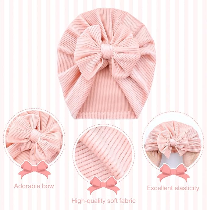 Cinaci 6 Pack Nursery Hospital Caps Bonnets Beanies Headwraps Turban Hats - Image 3