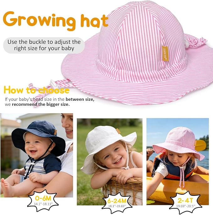 Baby Girl Sun Hat with UPF 50+ Outdoor Adjustable Toddler Beach Hat with Wide - Image 5
