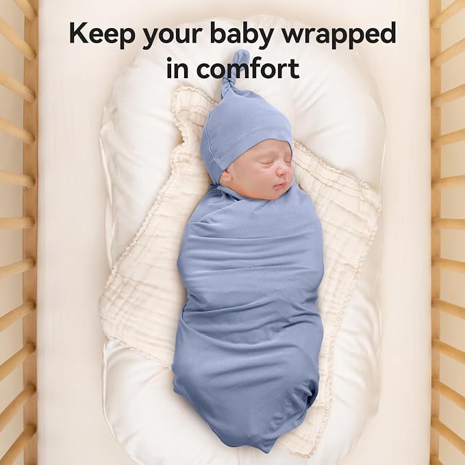 BubblePanda Rayon Made from Bamboo Newborn Swaddle Blankets 47 x 47 Inch | Baby - Image 5