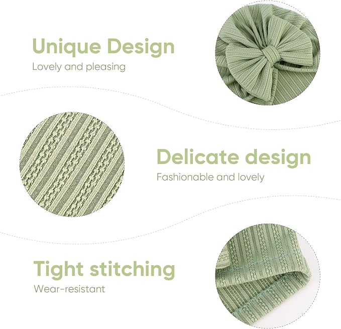 DRESHOW BQUBO 5 Pieces Newborn Baby Turban Hats Bow Baby Infant Beanie - Image 5