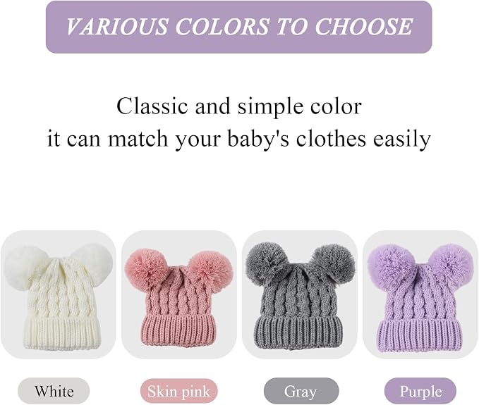 Yuoahcn Baby Girl Beanie Winter Baby Boy Hat Pom pom Warm Infant Toddler Cold - Image 5