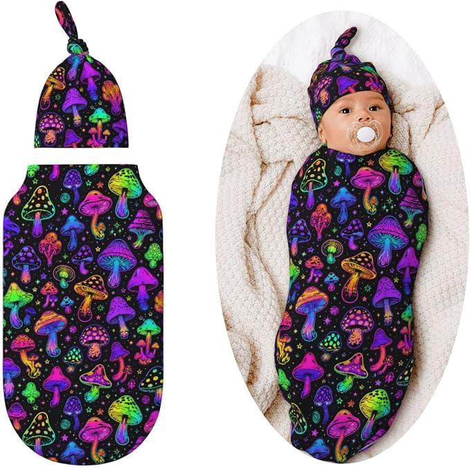 Mushroom Swaddle Blankets Soft Receiving Blanket Baby Swaddle Wrap by Figtihw