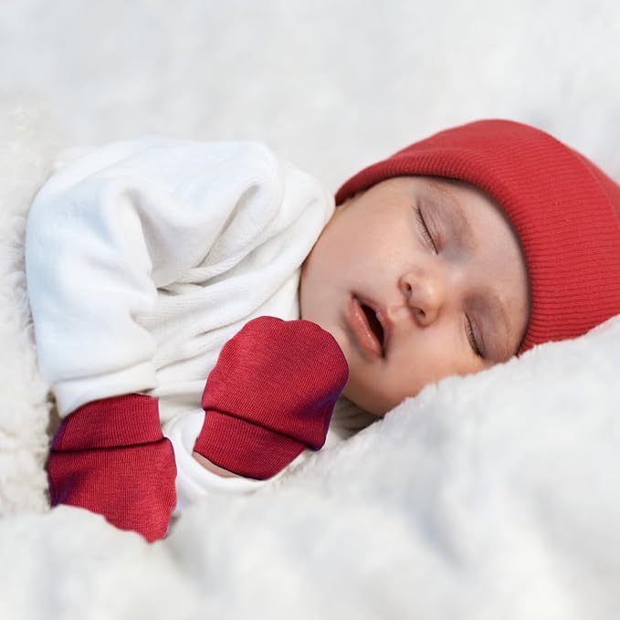 AQOKKA Newborn Baby Mittens No Scratch Cotton Elastic Wrist Gloves Infant - Image 4