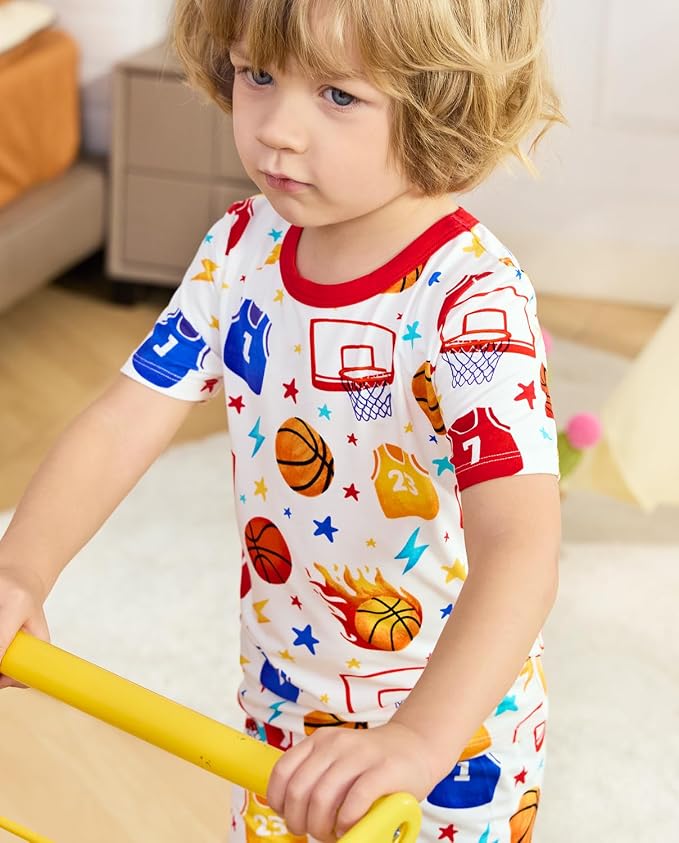 babee Reshinee Bamboo Viscose Toddler Boys Pajamas Set, Short Sleeve Kids - Image 8
