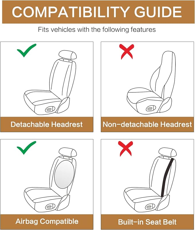 Pariitadin Leather Car Seat Covers Full Set, Waterproof Breathable Faux Leather Automotive Seat Covers for Cars, Non-Slip Car Interior Covers Universal Fit Most Cars Sedans Trucks SUVs, Black
