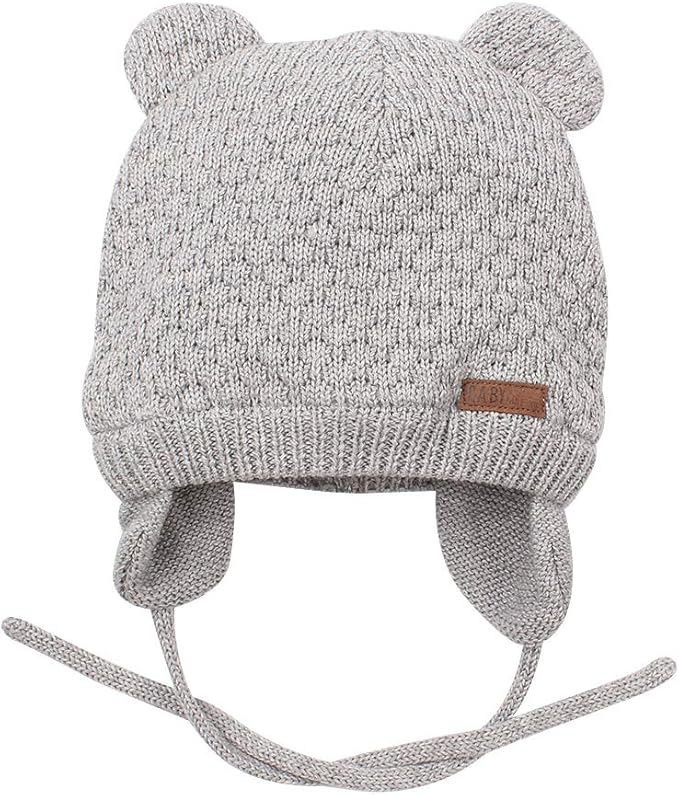 BAVST Baby Beanie Hat for Winter with Earfalp Cute Bear Kids Toddler Girls Boys Warm Knit Cap 0-2Years