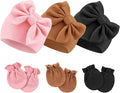 BQUBO Newborn Girls Hats Baby Hat and Mittens Set Infant Caps Bow Hospital by DRESHOW